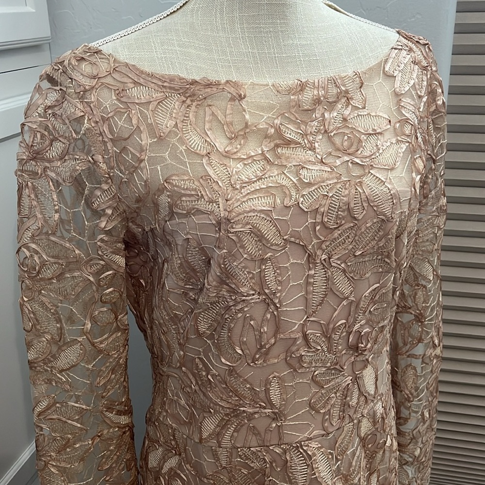 JS Collection Elegant Rose Gold Lace Long Sleeve Dress - 10 - Picture 3 of 12